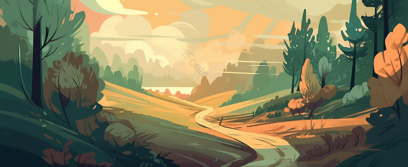 户外森林的小清新手绘背景,插画/手绘图,插画/手绘图库,插画/手绘图下载,插画/手绘